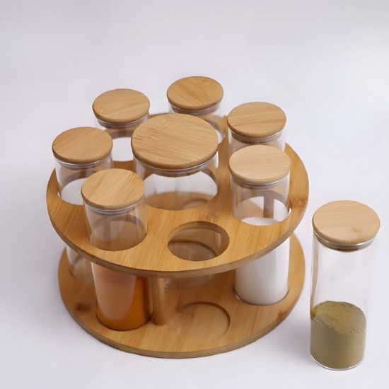 Glass Jars Set 8 pieces with Stand 